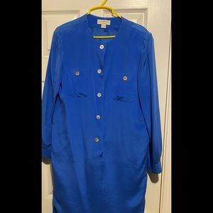 Shomi 100% silk dress. Blue with button down front.